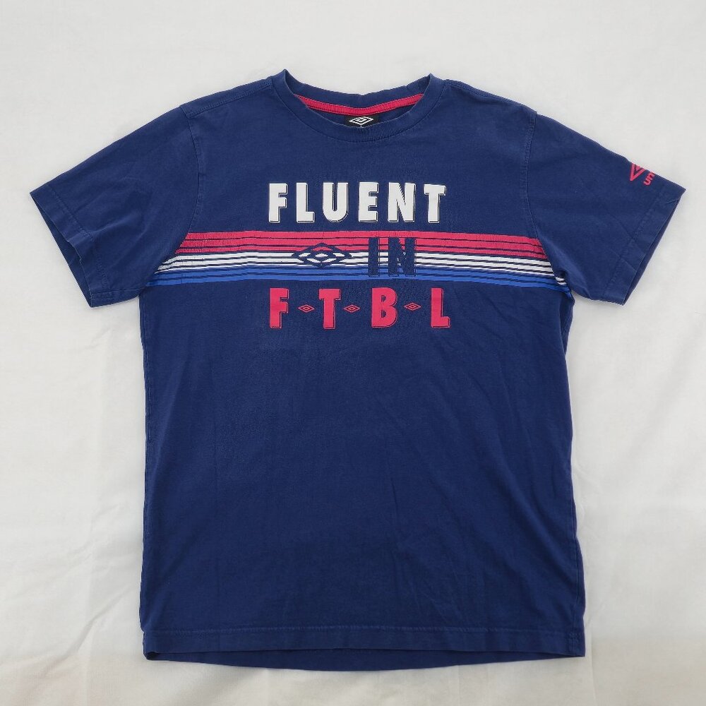 Umbro "Fluent in FTBL" T-Shirt Navy Blue Football Style Size S